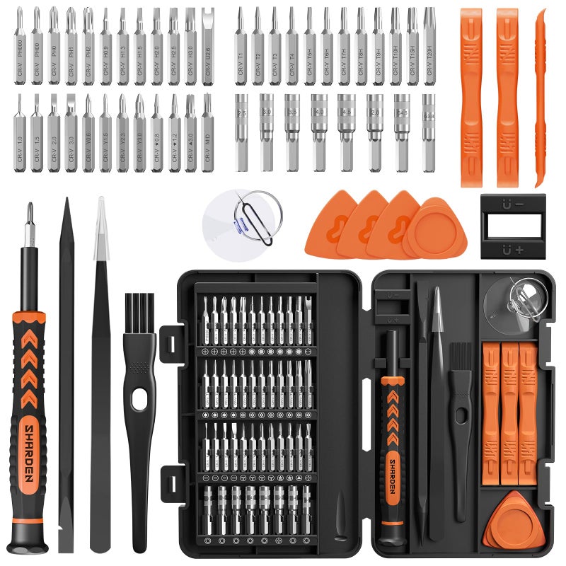 SHARDEN 58 in 1 Small Precision Screwdriver Set Magnetic Mini Screwdriver Set with Case Professional Electronic Tools Kit for iPhone  MacBook  Computer  Laptop  PC  RC  PS4  Xbox  Eyeglasses  Watch - Image 1